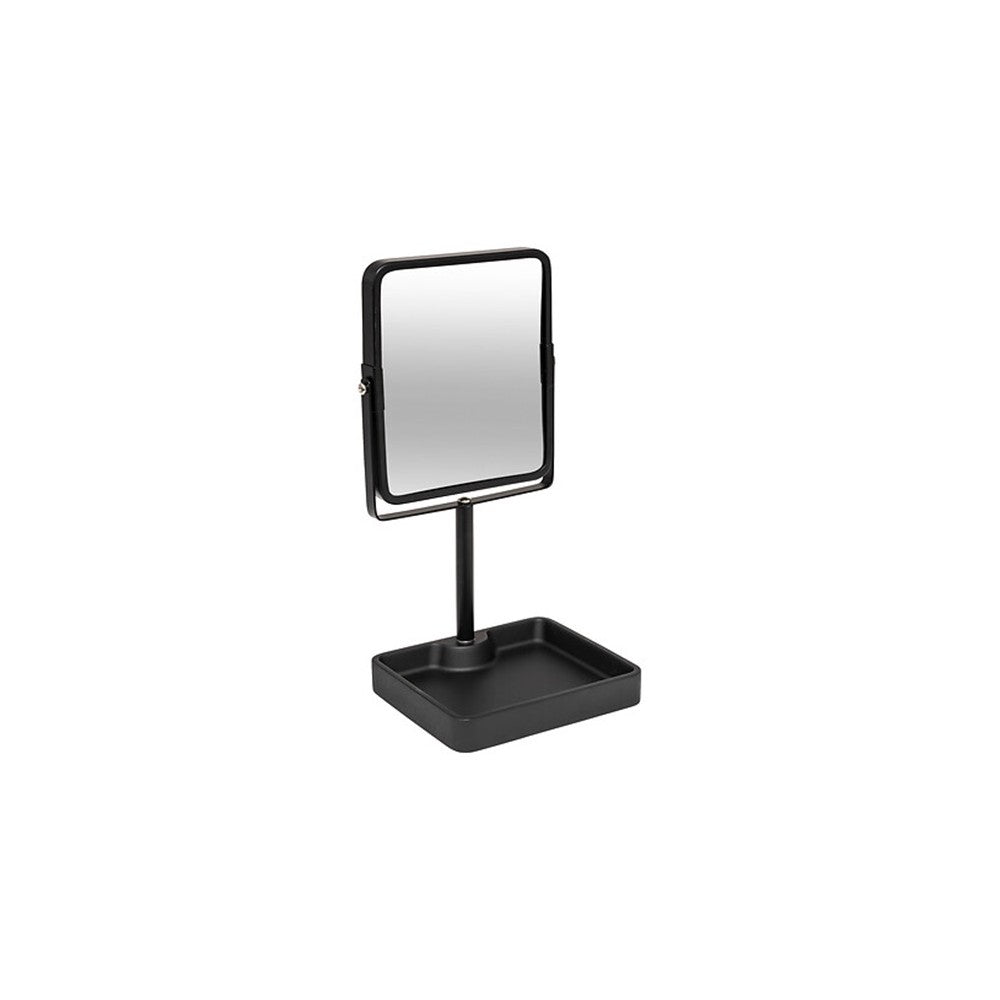 Oglinda cosmetica Hollas, metal, negru, 15.2 x 12.8 x H 30 cm