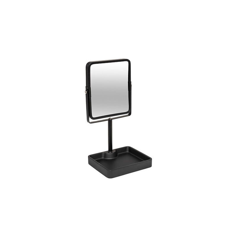 Oglinda cosmetica Hollas, metal, negru, 15.2 x 12.8 x H 30 cm