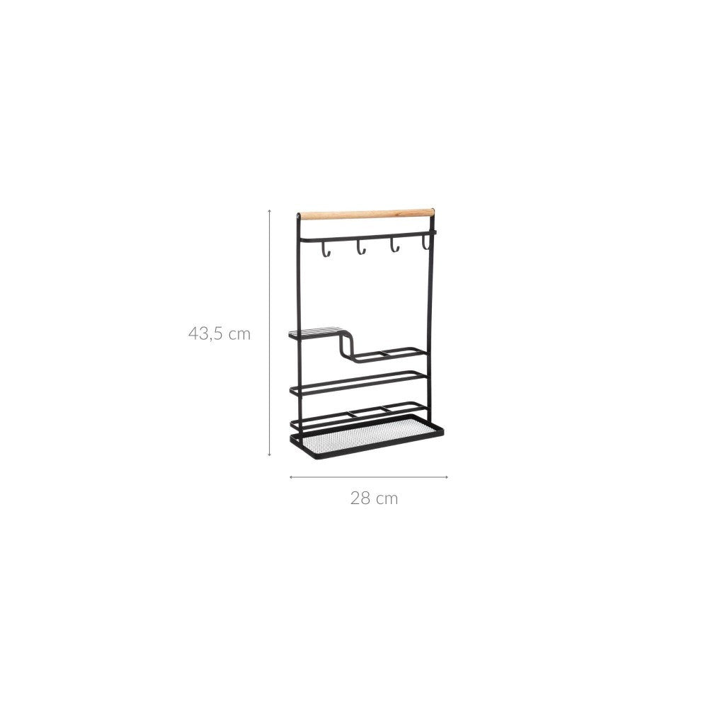 Organizator bucatarie Blackwood, metal, lemn, 28x12x43.5 cm