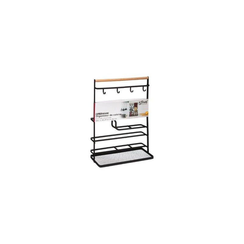 Organizator bucatarie Blackwood, metal, lemn, 28x12x43.5 cm
