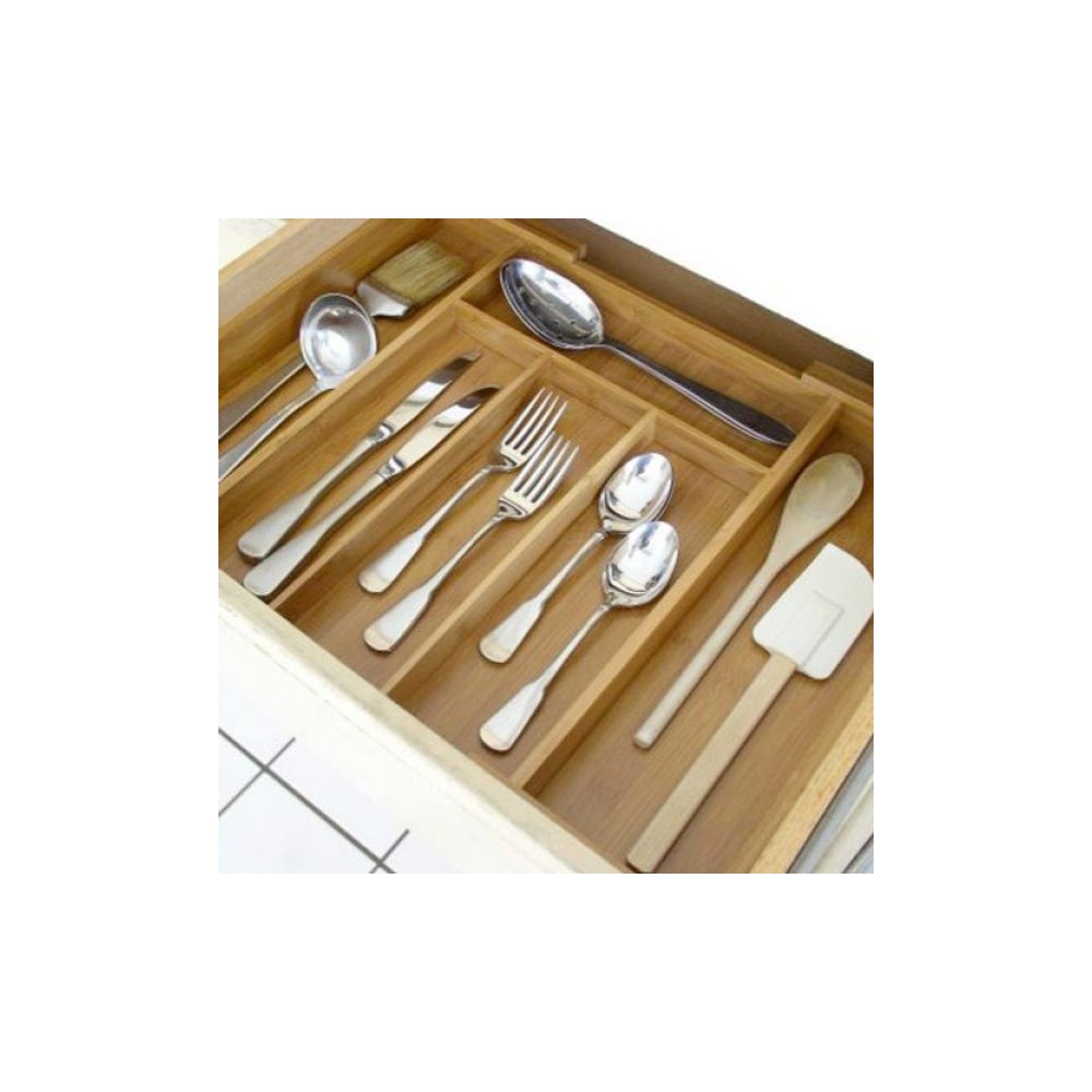 Organizator de tacamuri Stern, extensibil din bambus, 28,5-45x34x5 cm