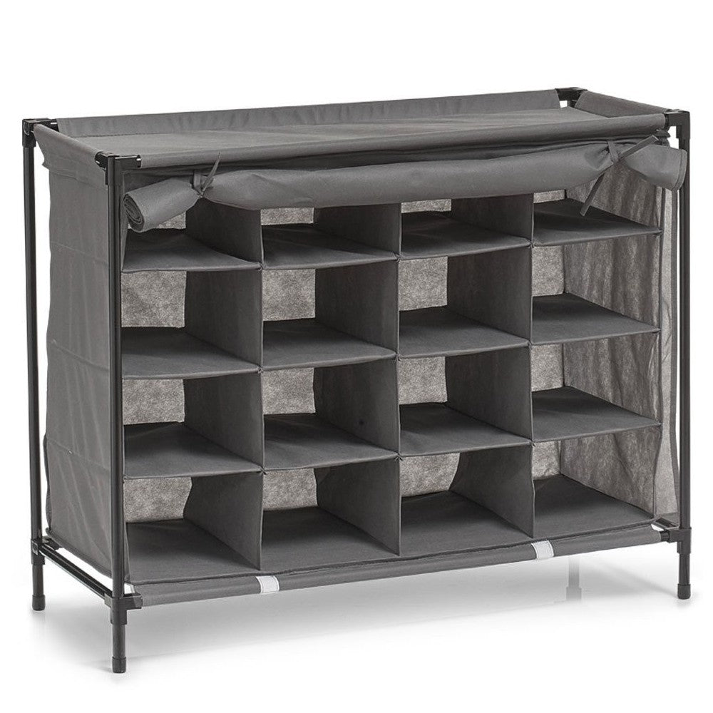 Organizator pentru incaltaminte Zeller, 16 perechi, textil/metal, gri, 84 x 35 x 66 cm