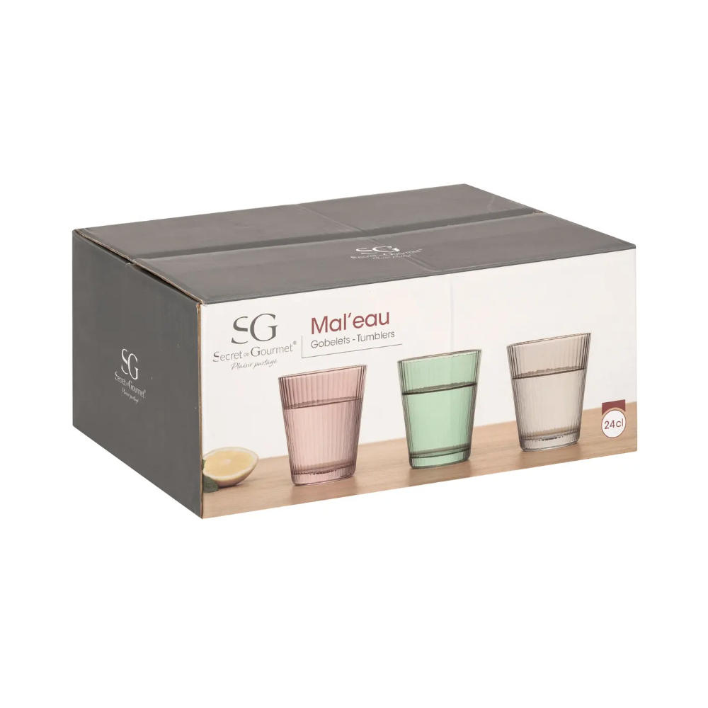 Set 6 pahare MALEAU, sticla, multicolore, 240 ml