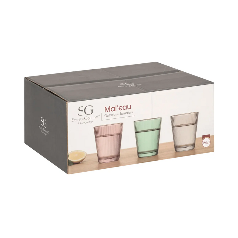 Set 6 pahare MALEAU, sticla, multicolore, 240 ml
