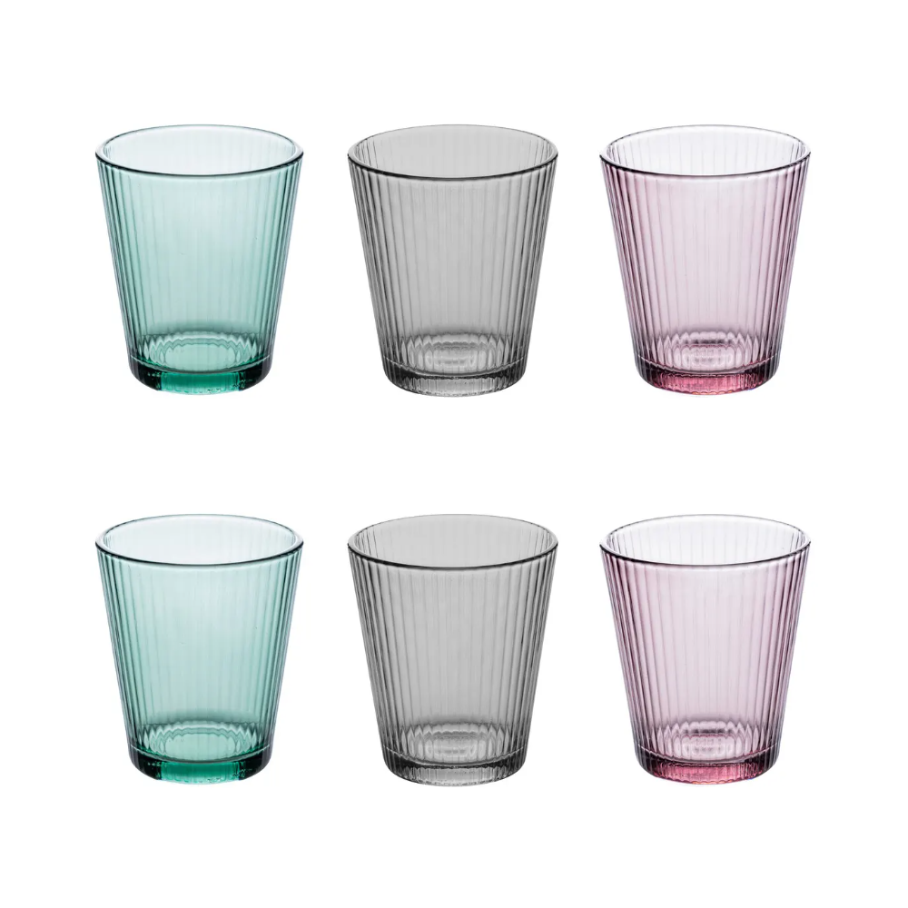 Set 6 pahare MALEAU, sticla, multicolore, 240 ml