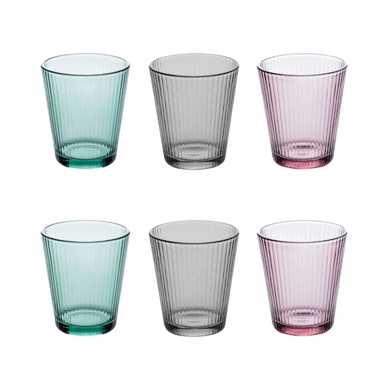 Set 6 pahare MALEAU, sticla, multicolore, 240 ml