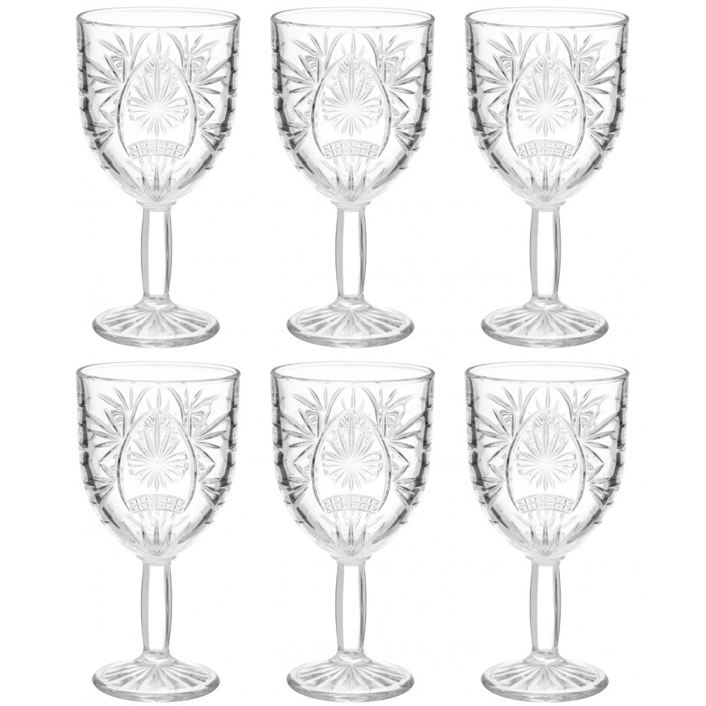 Set 6 pahare Ayla, cu picior, sticla, 290 ml, 8.2 x h. 16.2cm, 3560233839077