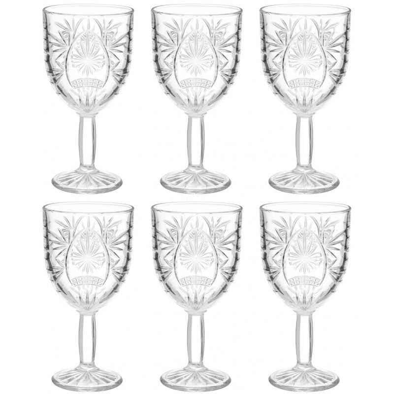 Set 6 pahare Ayla, cu picior, sticla, 290 ml, 8.2 x h. 16.2cm, 3560233839077