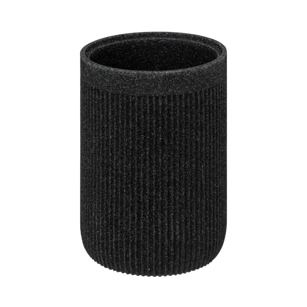 Perie WC cu suport Onyx, rasina, negru, 9.5 x 40 cm