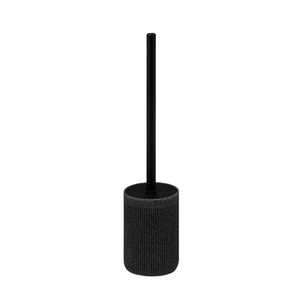 Perie WC cu suport Onyx, rasina, negru, 9.5 x 40 cm