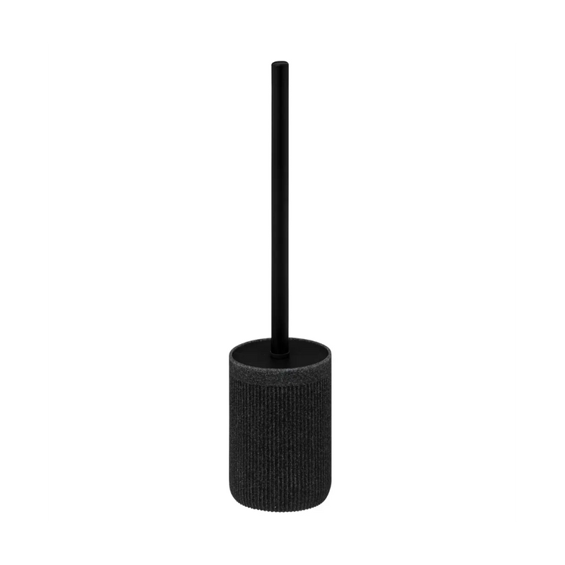 Perie WC cu suport Onyx, rasina, negru, 9.5 x 40 cm