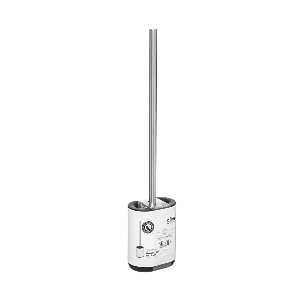 Perie WC Siliflex White, inox, 11 x 53 cm