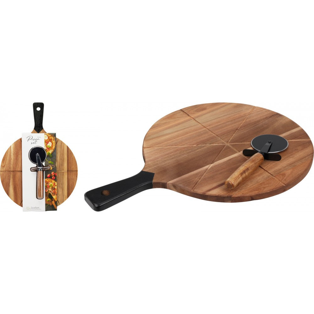 Platou rotund pizza Navan, lemn, 30 cm-rola pizza inclusa