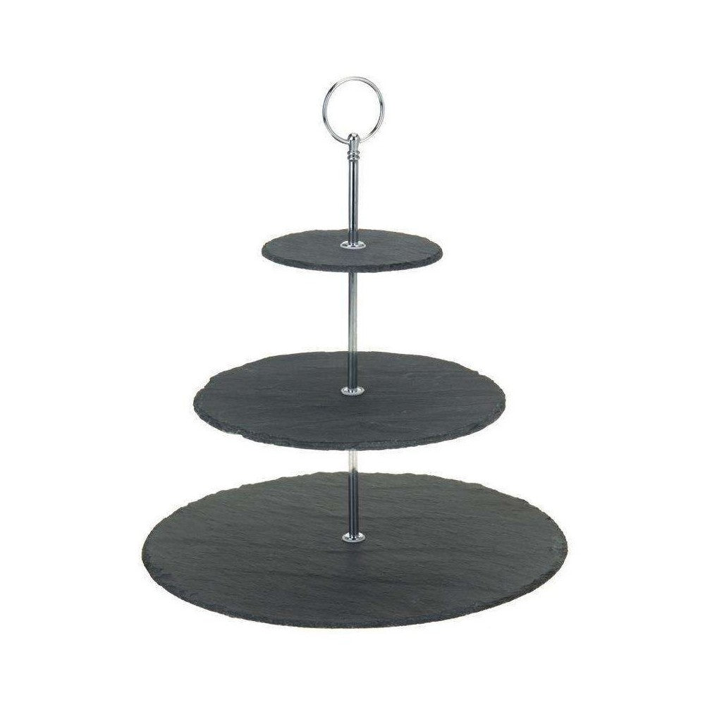 Platou servire etajat Ardezie, negru, 30 x 34 cm