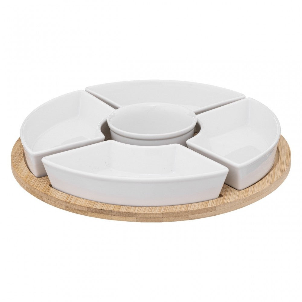 Set servire aperitiv Rauma, portelan, bambus, 4.7 x H 27 cm