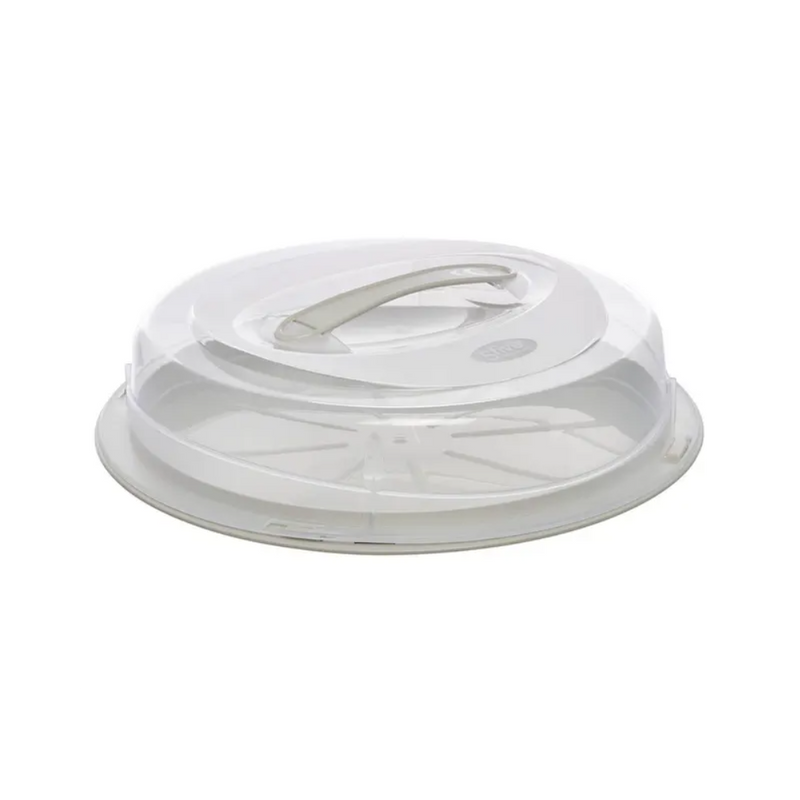 Platou tort cu capac Morsey, plastic, bej, 33 x 9 cm