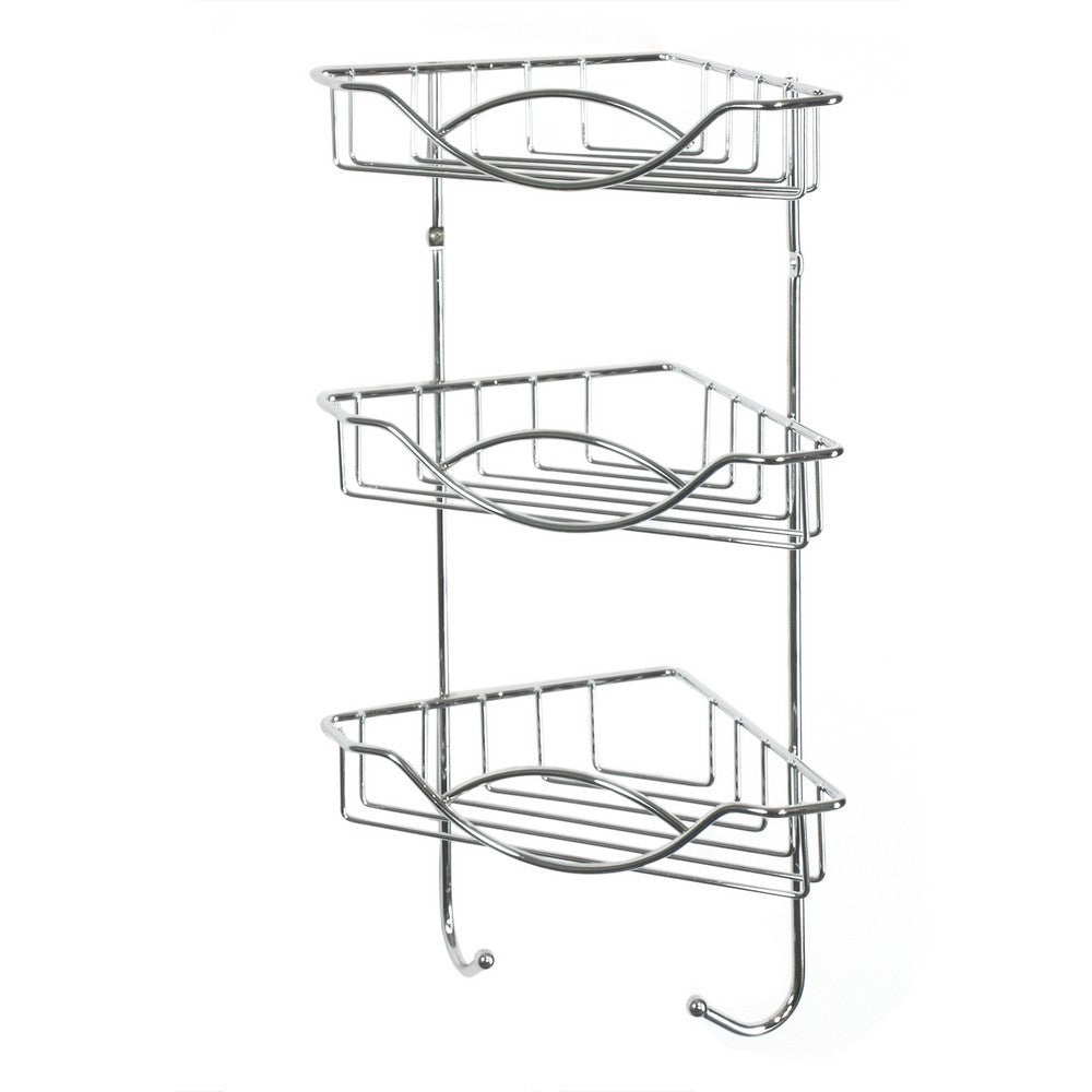 Etajera baie colt AWD Kopang, otel cromat, 22 x 41 x 14.5 cm