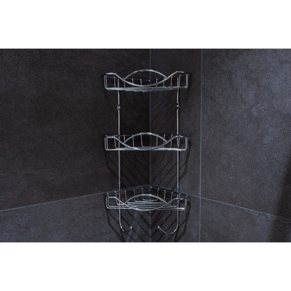 Etajera baie colt AWD Kopang, otel cromat, 22 x 41 x 14.5 cm