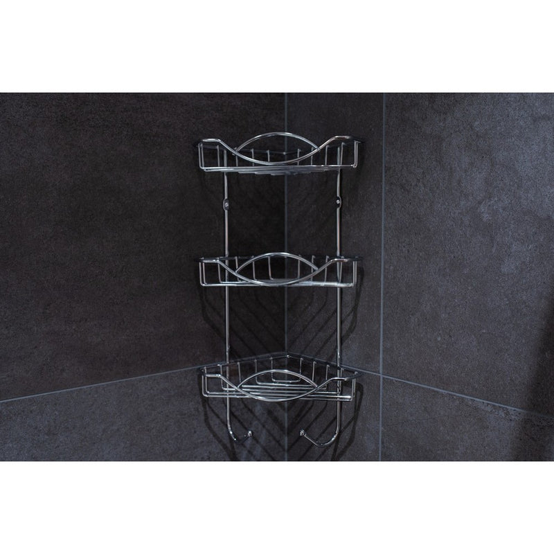 Etajera baie colt AWD Kopang, otel cromat, 22 x 41 x 14.5 cm
