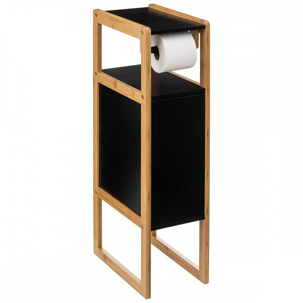 Raft baie Enzo Black, MDF, bambus, 33 x 20 x H 80 cm