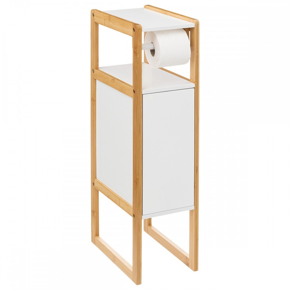 Raft baie Enzo White, MDF, bambus, 33 x 20 x H 80 cm