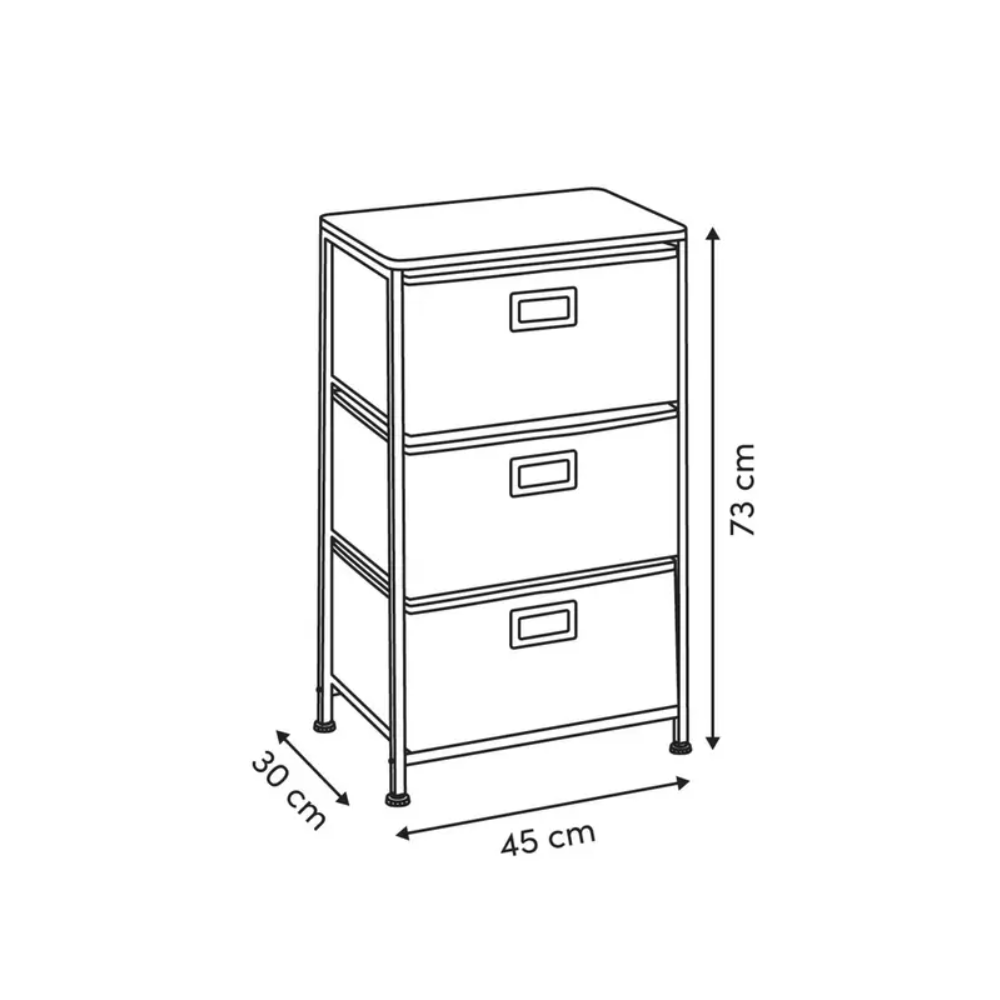 Comoda cu sertare Tissa, gri, 45 x 30 x H 73 cm
