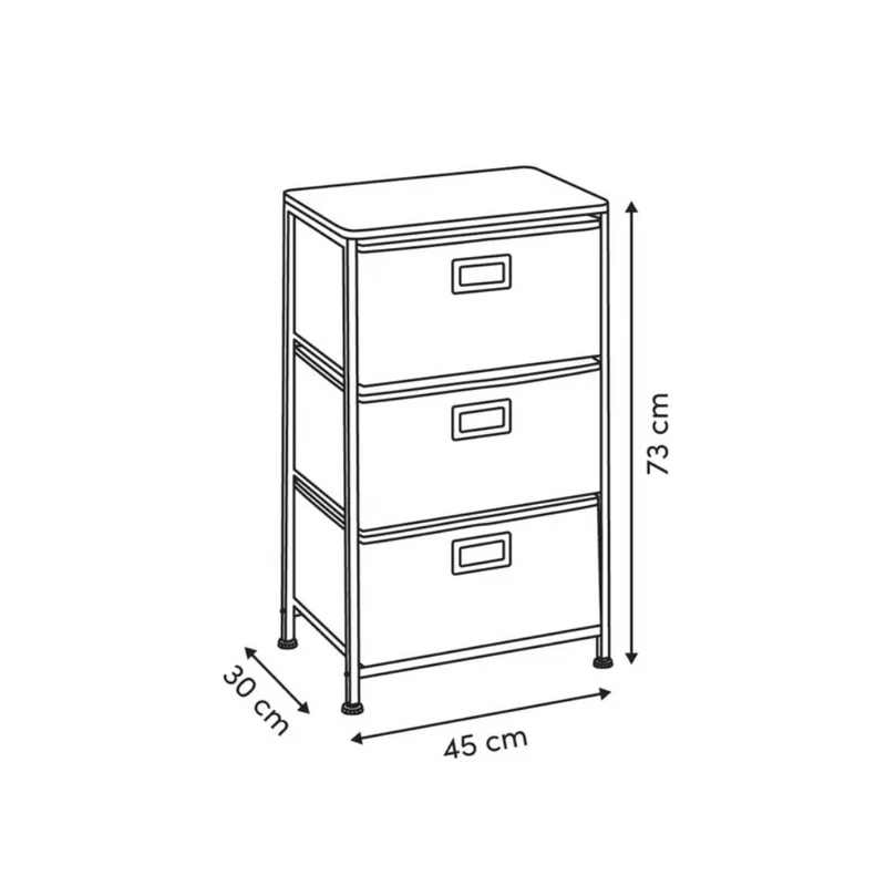 Comoda cu sertare Tissa, gri, 45 x 30 x H 73 cm