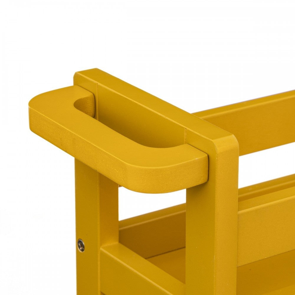 Raft universal Vaduz, MDF, galben, cu roti, 40 x 15 x H 75 cm