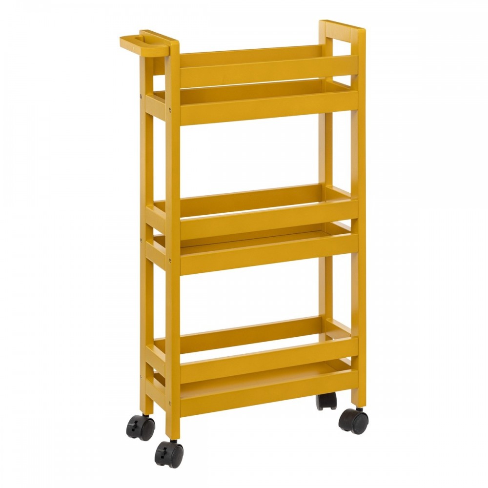 Raft universal Vaduz, MDF, galben, cu roti, 40 x 15 x H 75 cm
