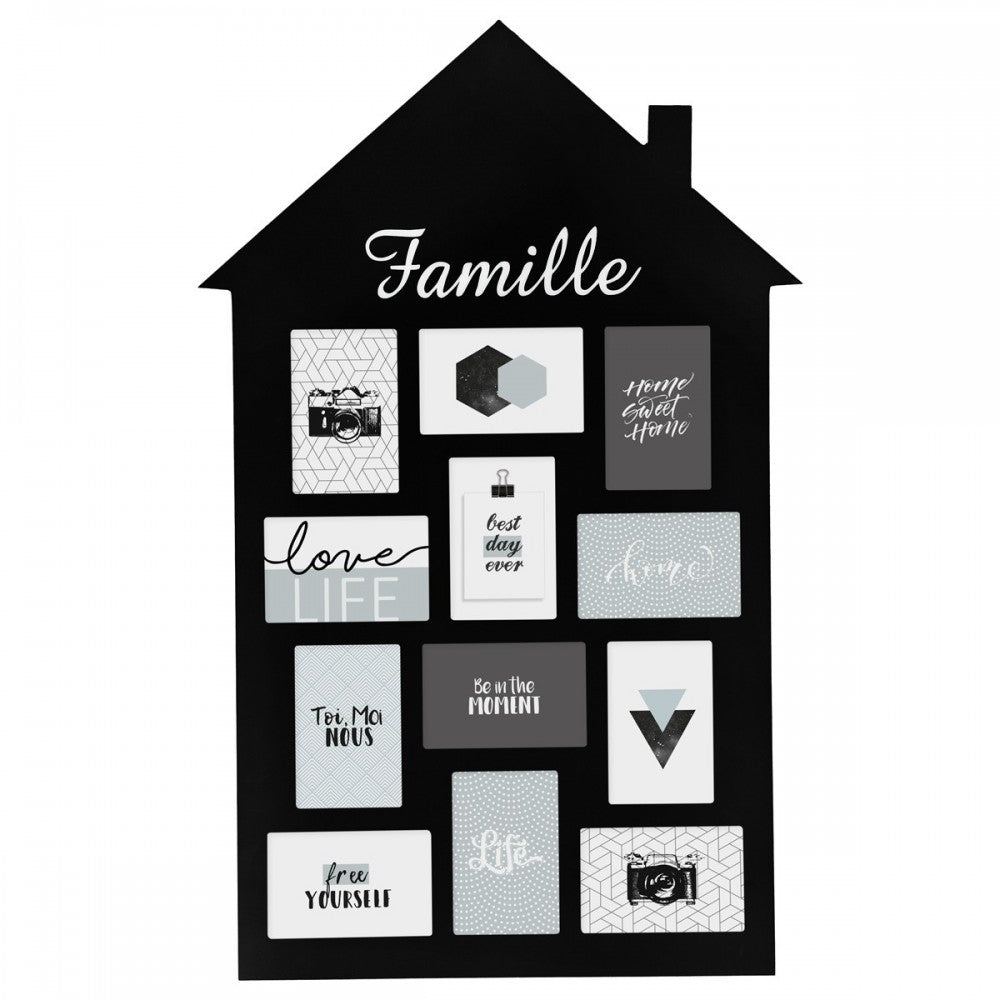 Rama foto Maison Black, MDF negru, 12 poze, 52 x 1.5 x 82.5 cm
