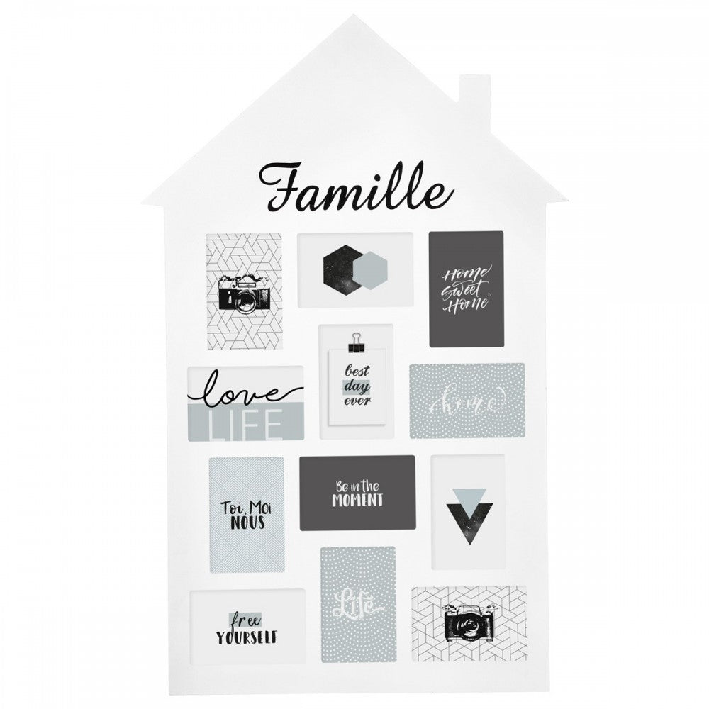 Rama foto Maison White, MDF alb, 12 poze, 52 x 1.5 x 82.5 cm