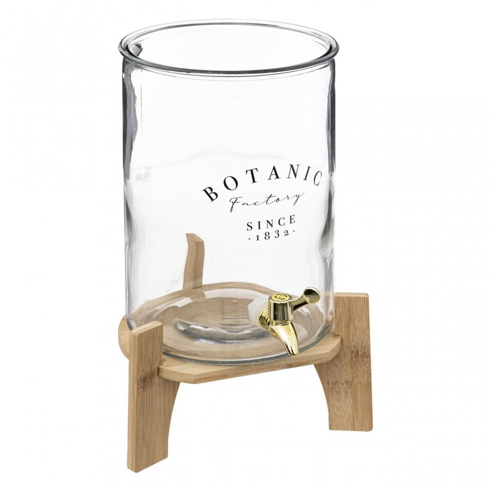 Recipient-borcan pentru limonada Bota, sticla, suport lemn, 8 litri