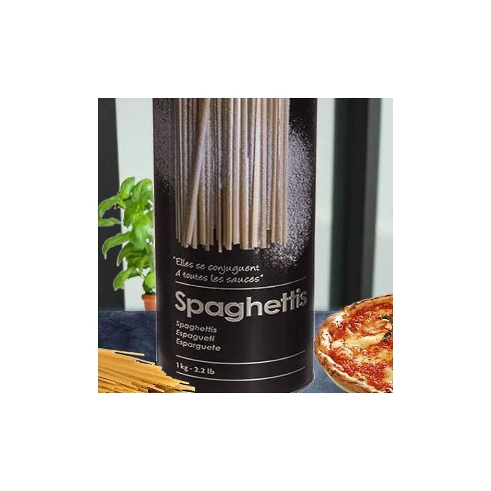 Recipient depozitare Spaghetti Noire, metalic, 1 kg, 8.5 x 27cm