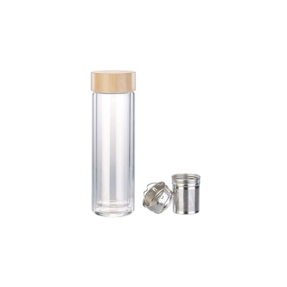 Recipient infuzor ceai Ugada, sticla borosilicata, 400 ml, 7.3 x 23 cm
