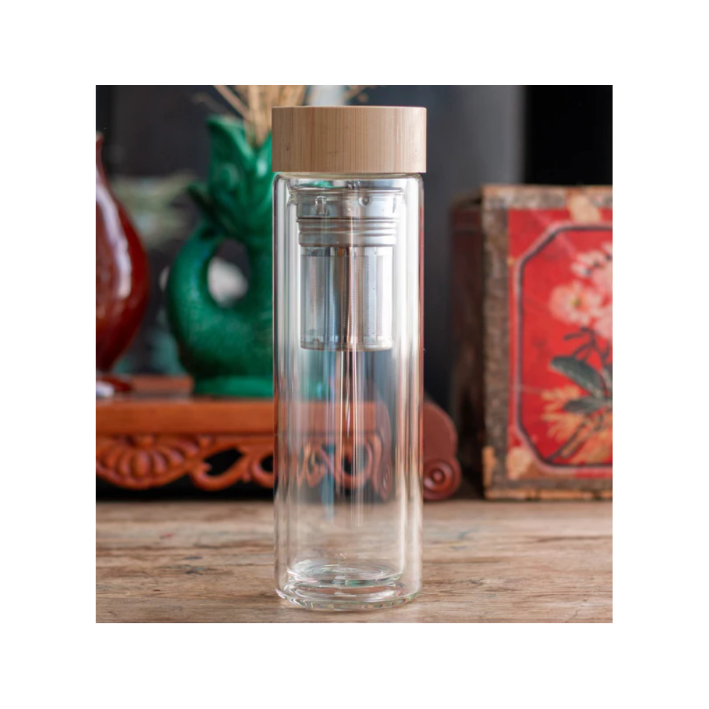 Recipient infuzor ceai Ugada, sticla borosilicata, 400 ml, 7.3 x 23 cm