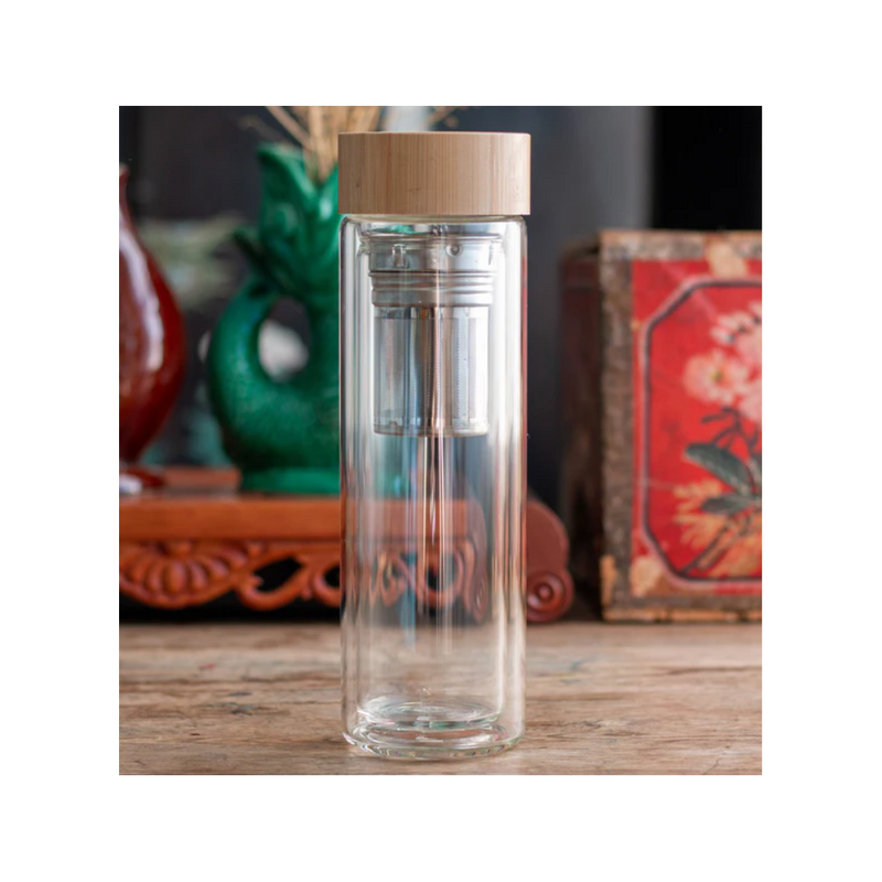 Recipient infuzor ceai Ugada, sticla borosilicata, 400 ml, 7.3 x 23 cm