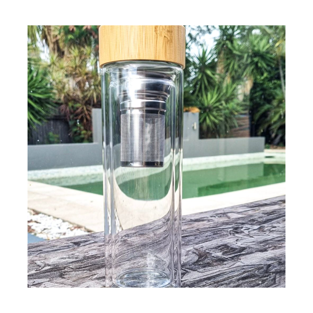 Recipient infuzor ceai Ugada, sticla borosilicata, 400 ml, 7.3 x 23 cm