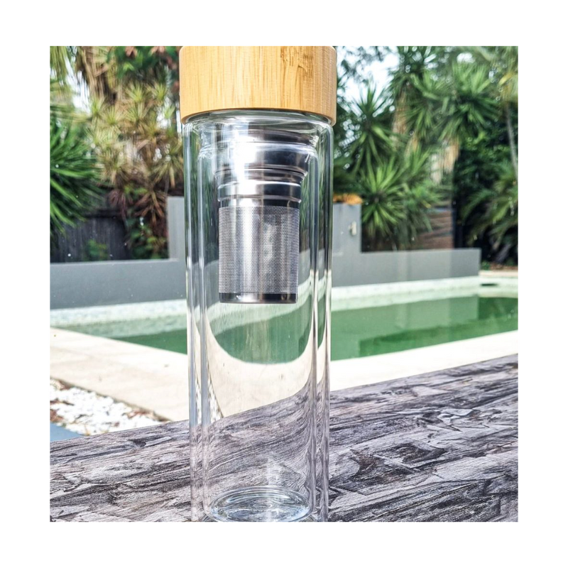 Recipient infuzor ceai Ugada, sticla borosilicata, 400 ml, 7.3 x 23 cm