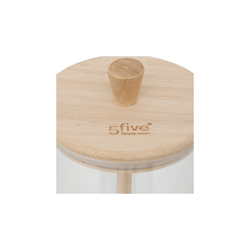 Recipient miere, sticla, capac bambus, 8.5 x H 12.8 cm