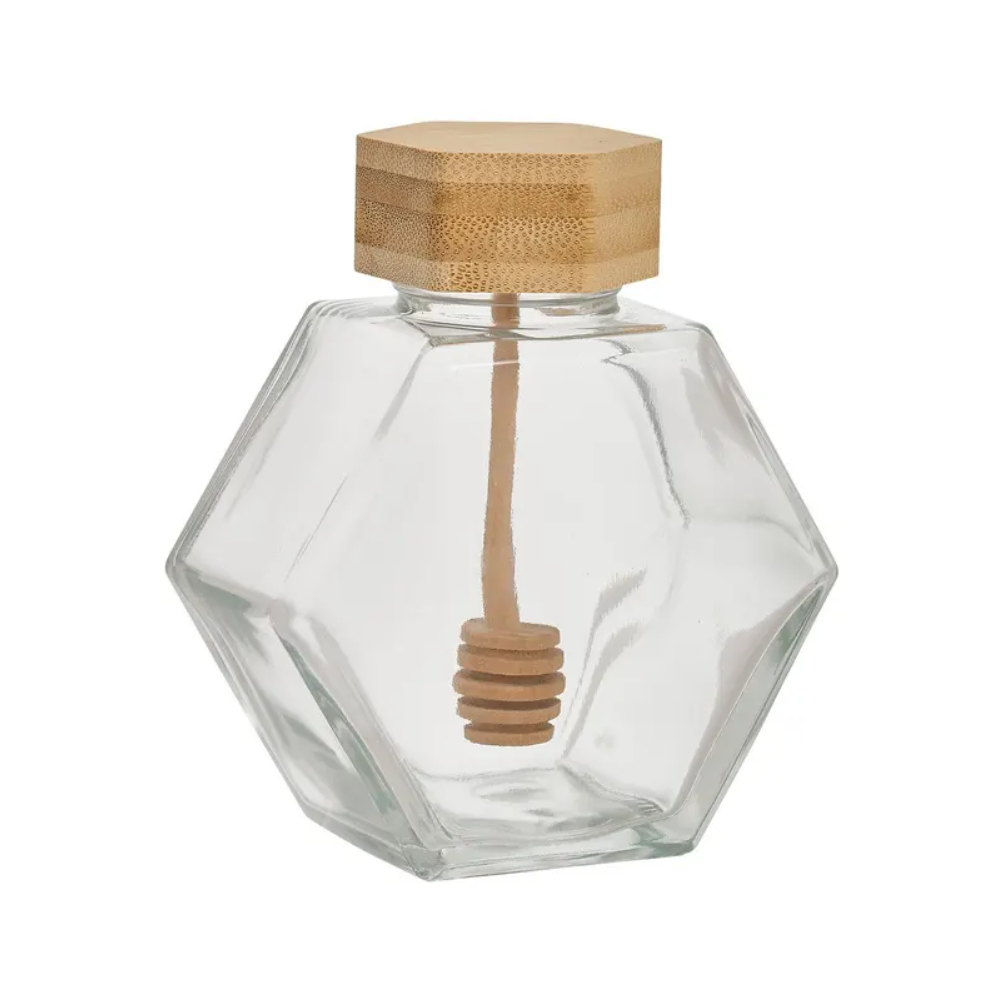 Recipient pentru miere Hexa, sticla, 12 cm