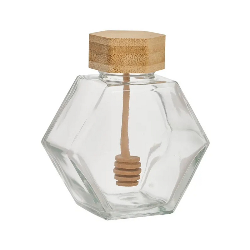 Recipient pentru miere Hexa, sticla, 12 cm