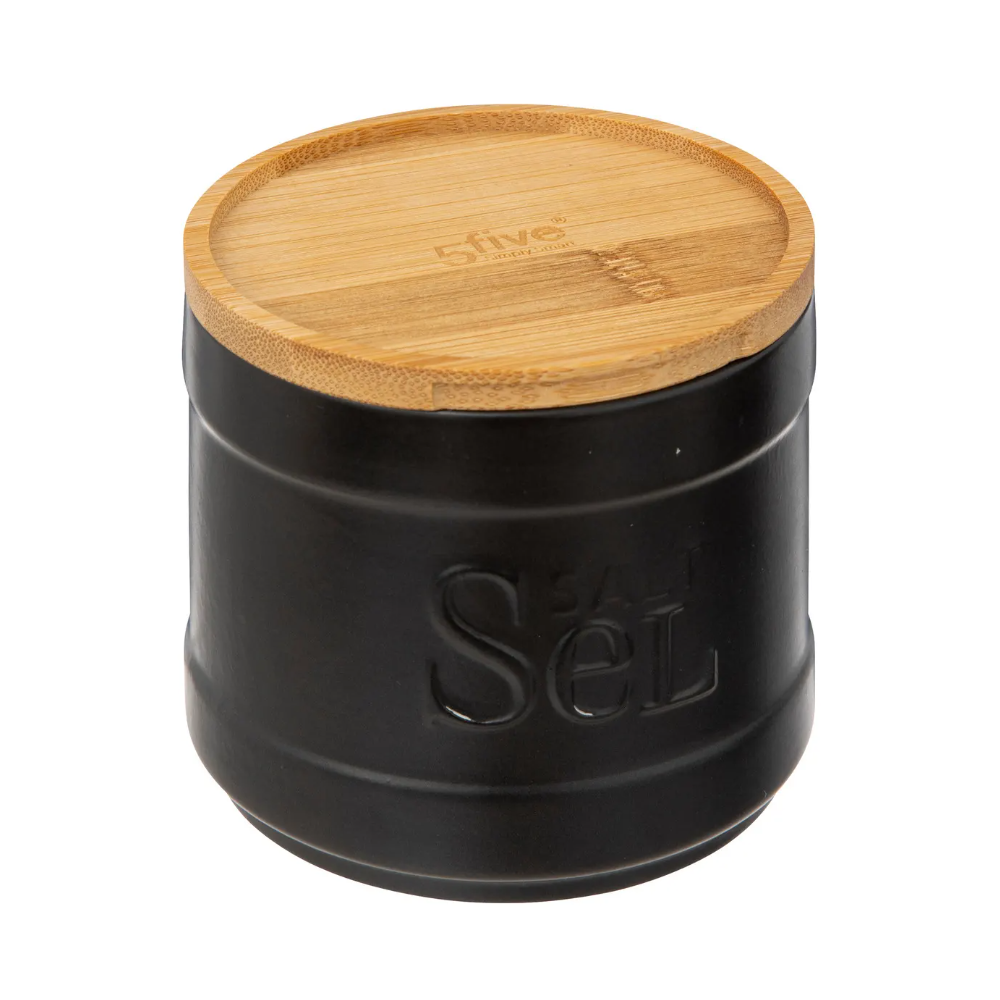 Recipient sare Black Nature, ceramica, bambus, 10 x 10 cm