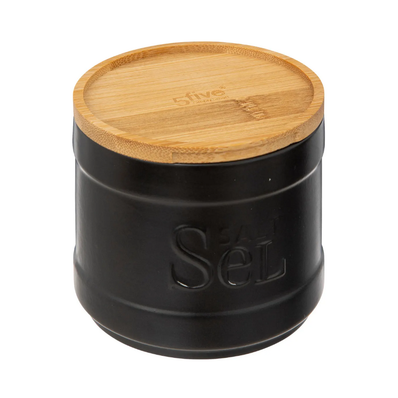 Recipient sare Black Nature, ceramica, bambus, 10 x 10 cm