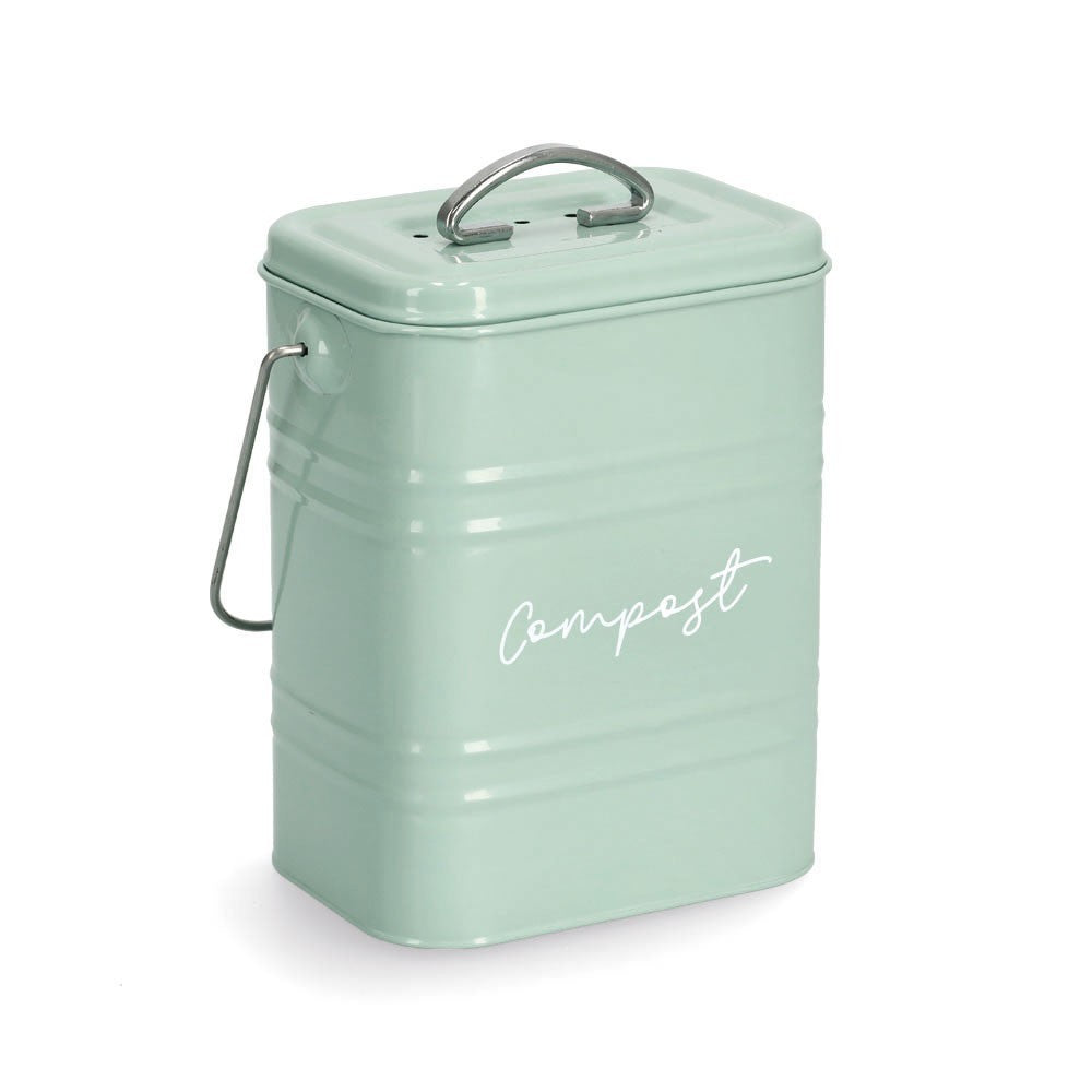 Recipient compost Zeller, metal, verde, 17 x 12.5 x 20.4 - 24.5 cm