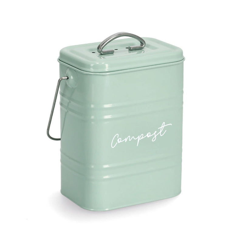 Recipient compost Zeller, metal, verde, 17 x 12.5 x 20.4 - 24.5 cm