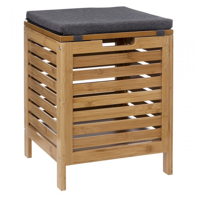 Taburet Zian, bambus, spatiu depozitare, 35 x 35 x H 49 cm