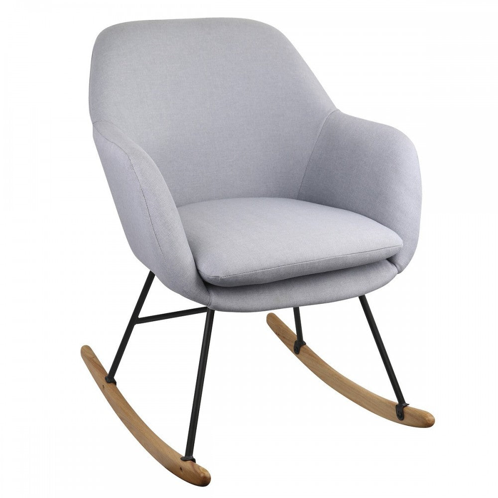 Scaun balansoar Grey Duck Rocking, lemn, metal, poliester, 64 x D. 78 x H. 87.5 cm, 8 kg