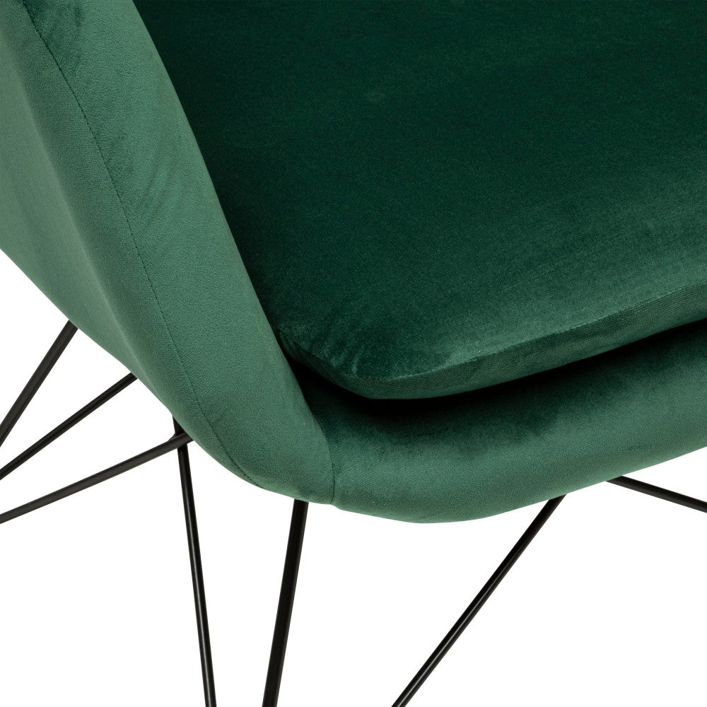 Scaun balansoar Green Jade Rocking, lemn, metal, poliester, 65 x D. 80 x H. 83 cm, 7,3 kg