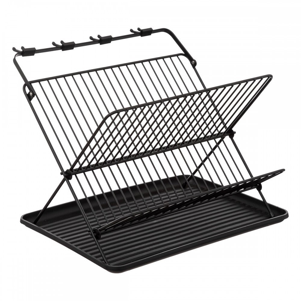 Scurgator vase Hanna, pliabil, tava, metal, negru, 42.5 x 37.5 x H 33 cm