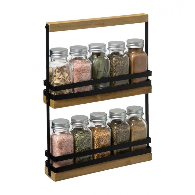 Set 10 recipiente condimente Epics, suport metalic, 22 x 4.7 x 29.5 cm